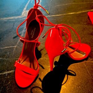 Aquazzura bright orange heels